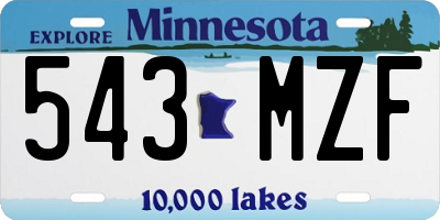 MN license plate 543MZF