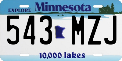 MN license plate 543MZJ