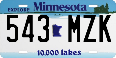 MN license plate 543MZK