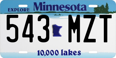 MN license plate 543MZT