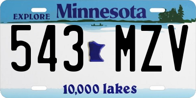 MN license plate 543MZV
