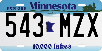 MN license plate 543MZX