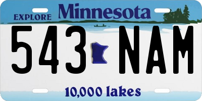 MN license plate 543NAM