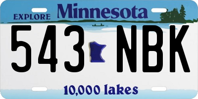 MN license plate 543NBK