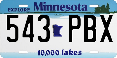 MN license plate 543PBX