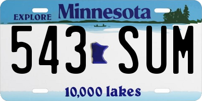 MN license plate 543SUM