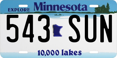 MN license plate 543SUN