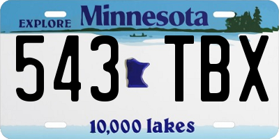 MN license plate 543TBX