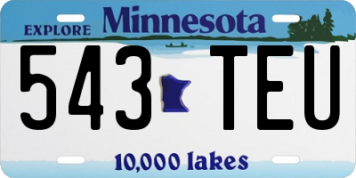 MN license plate 543TEU