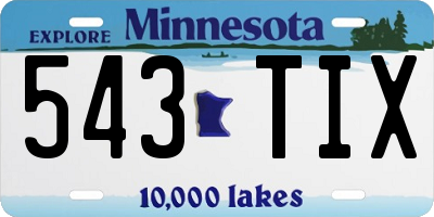 MN license plate 543TIX