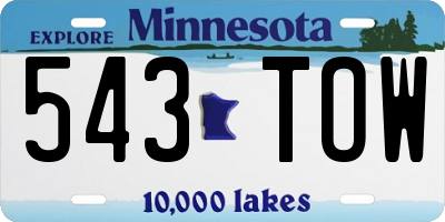MN license plate 543TOW