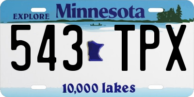 MN license plate 543TPX