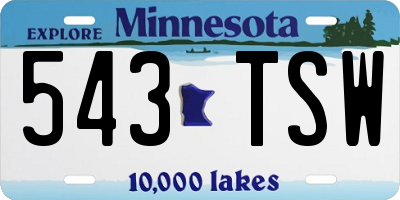 MN license plate 543TSW