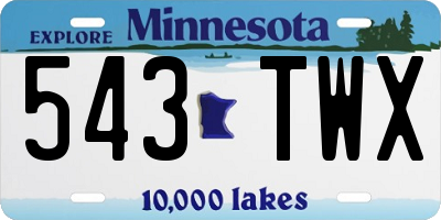 MN license plate 543TWX