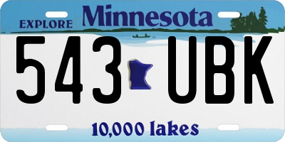 MN license plate 543UBK