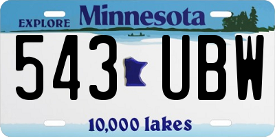 MN license plate 543UBW