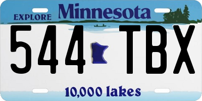 MN license plate 544TBX