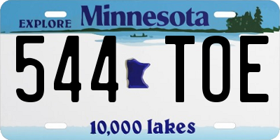 MN license plate 544TOE