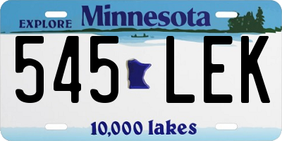 MN license plate 545LEK