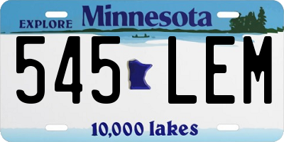 MN license plate 545LEM