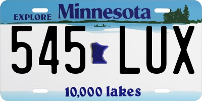 MN license plate 545LUX