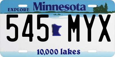 MN license plate 545MYX