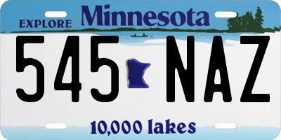 MN license plate 545NAZ