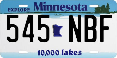 MN license plate 545NBF