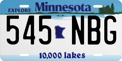 MN license plate 545NBG