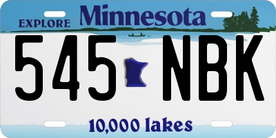 MN license plate 545NBK