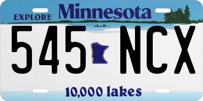 MN license plate 545NCX