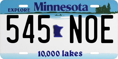 MN license plate 545NOE