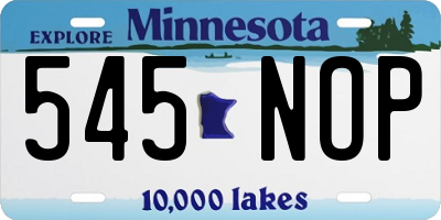 MN license plate 545NOP