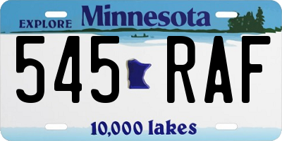 MN license plate 545RAF