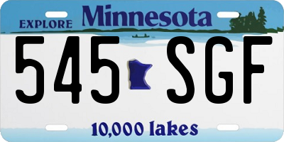 MN license plate 545SGF