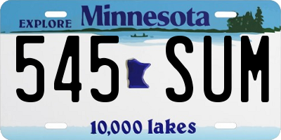 MN license plate 545SUM