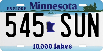 MN license plate 545SUN