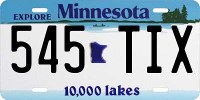 MN license plate 545TIX