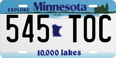 MN license plate 545TOC