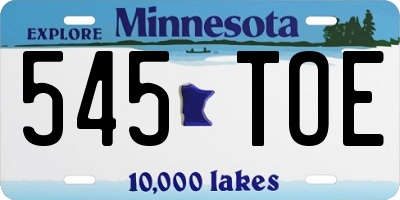 MN license plate 545TOE