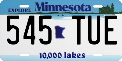 MN license plate 545TUE