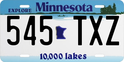 MN license plate 545TXZ