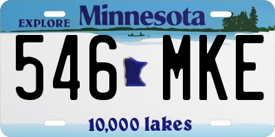 MN license plate 546MKE