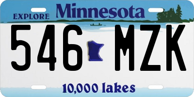 MN license plate 546MZK