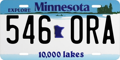 MN license plate 546ORA