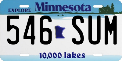 MN license plate 546SUM