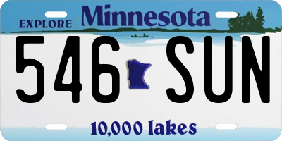 MN license plate 546SUN