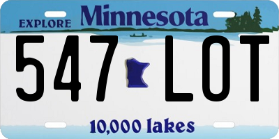 MN license plate 547LOT