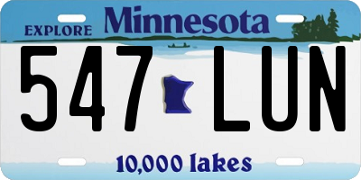 MN license plate 547LUN