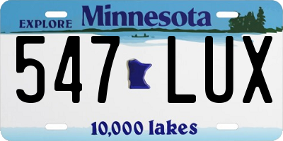 MN license plate 547LUX